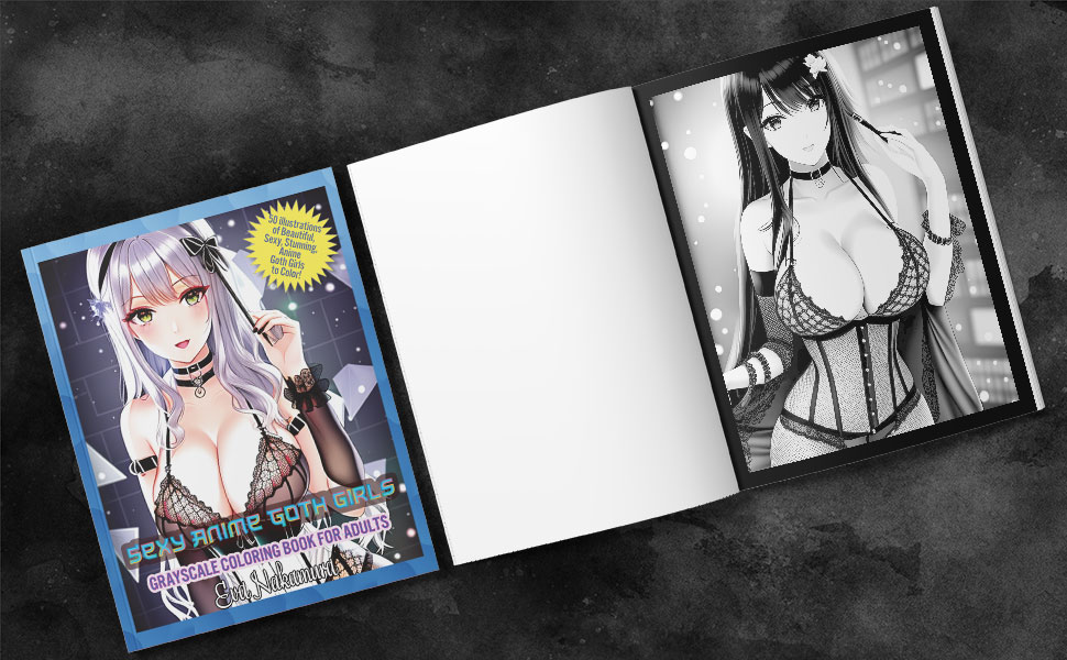 Goth Anime Grayscale Coloring Book