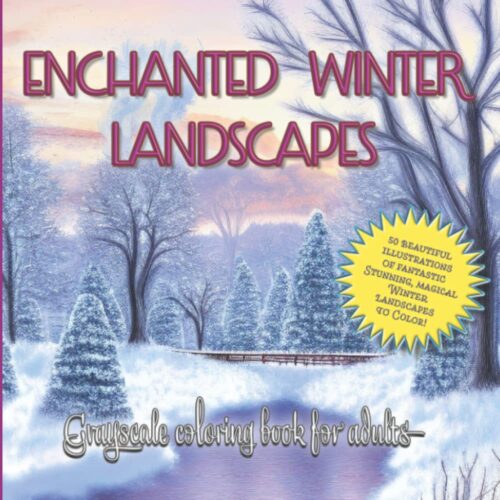 Enchanted Winter Landscapes - Grayscale Coloring Book for Adults