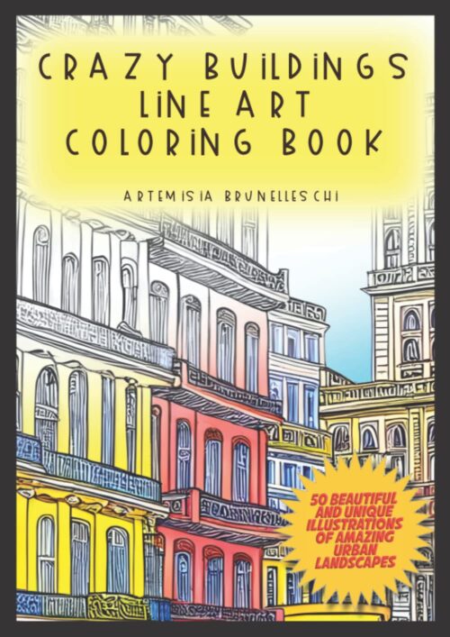Crazy Buildings Line Art Coloring Book
