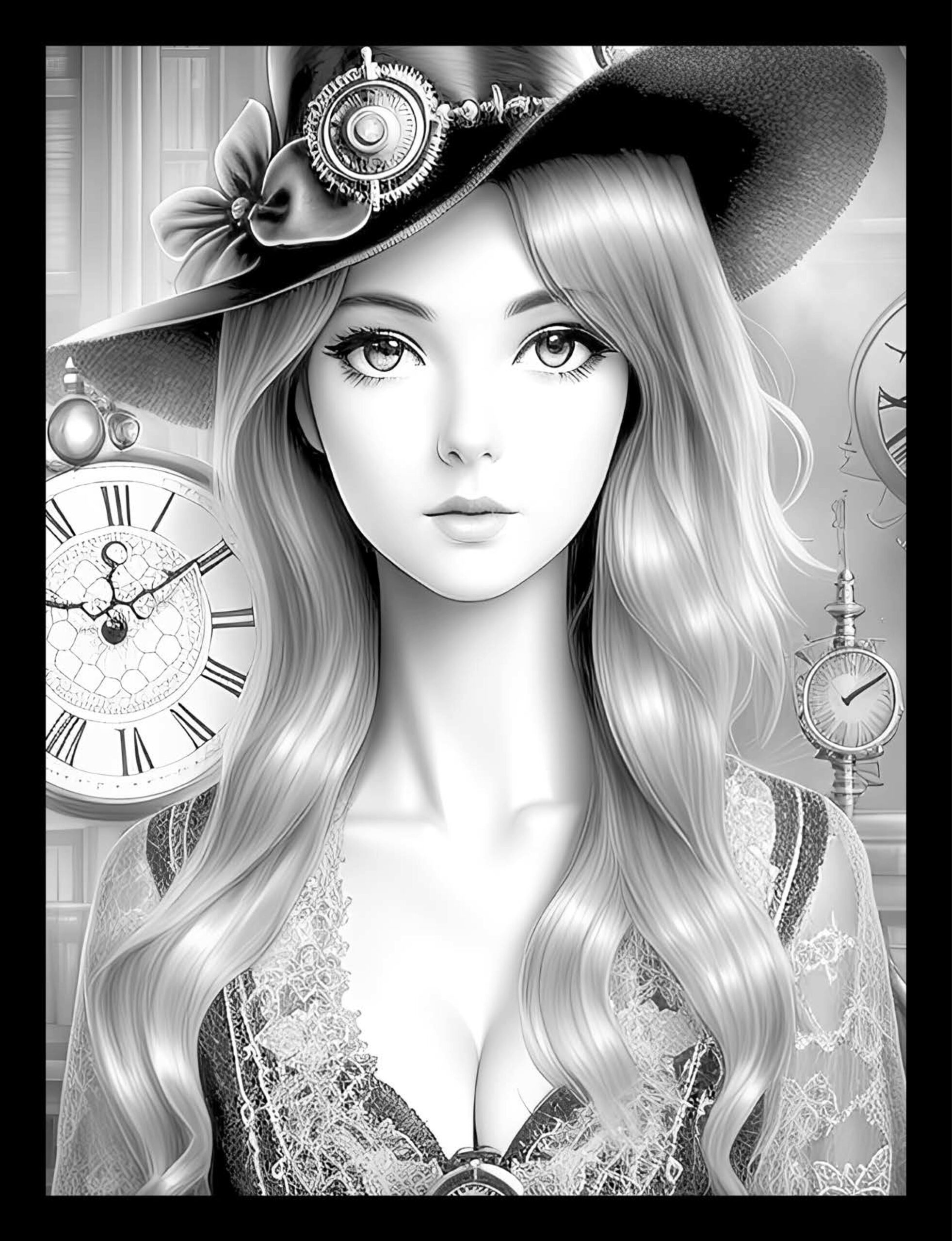 Steampunk anime girl coloring book pdf download