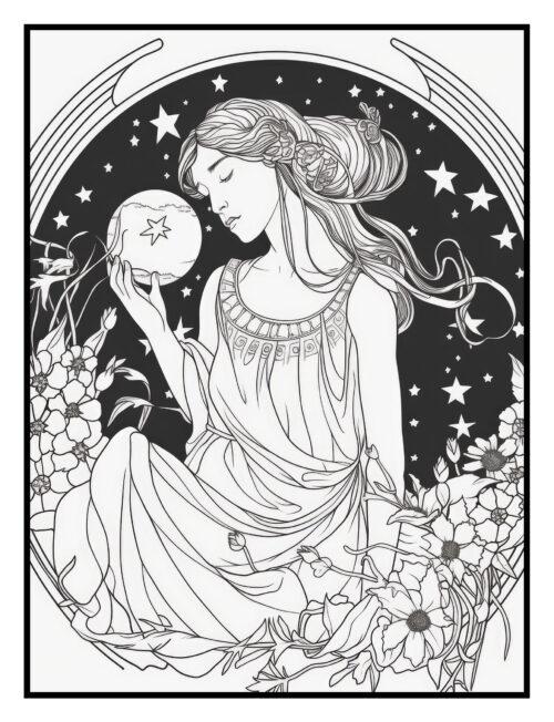 Page from elegant nouveau coloring book