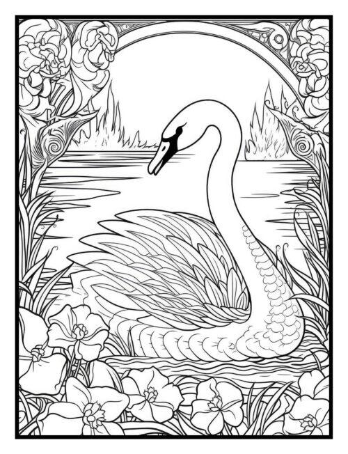 Page from elegant nouveau coloring book