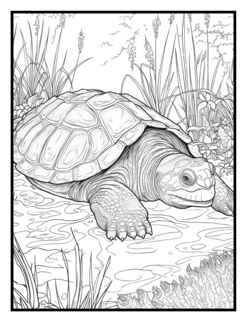 page from colorful kingdom of reptiles coloring book for adults