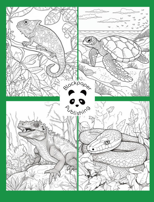 back cover colorful kingdom of reptiles coloring book for adults