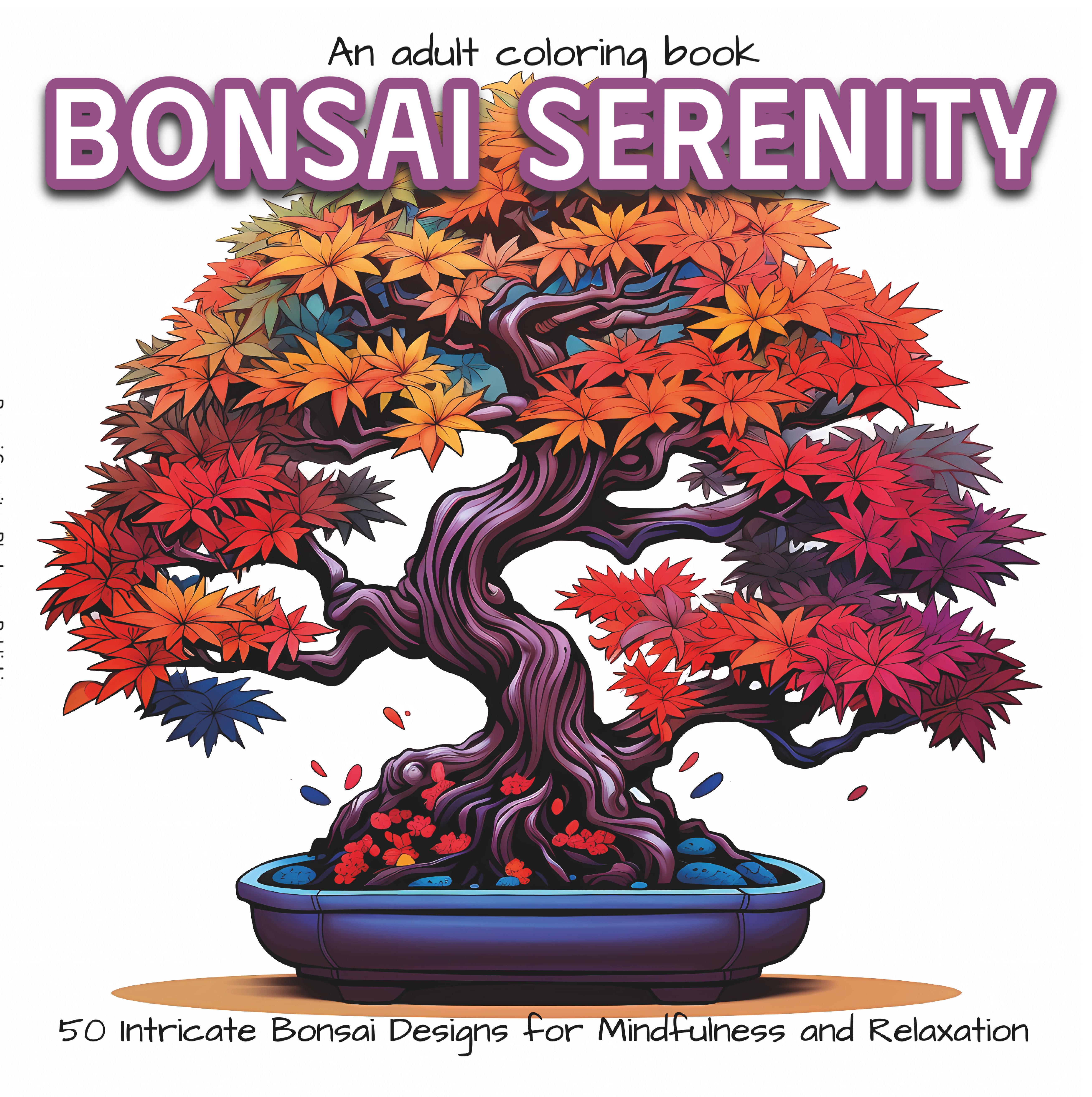 Bonsai serenity coloring book cover