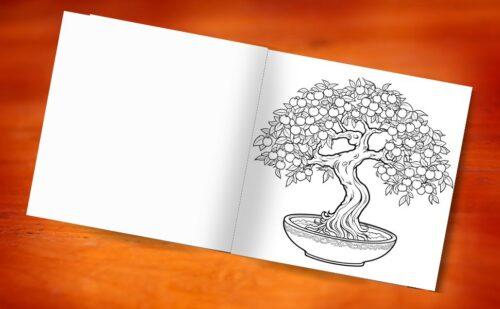 Bonsai serenity coloring book mockup