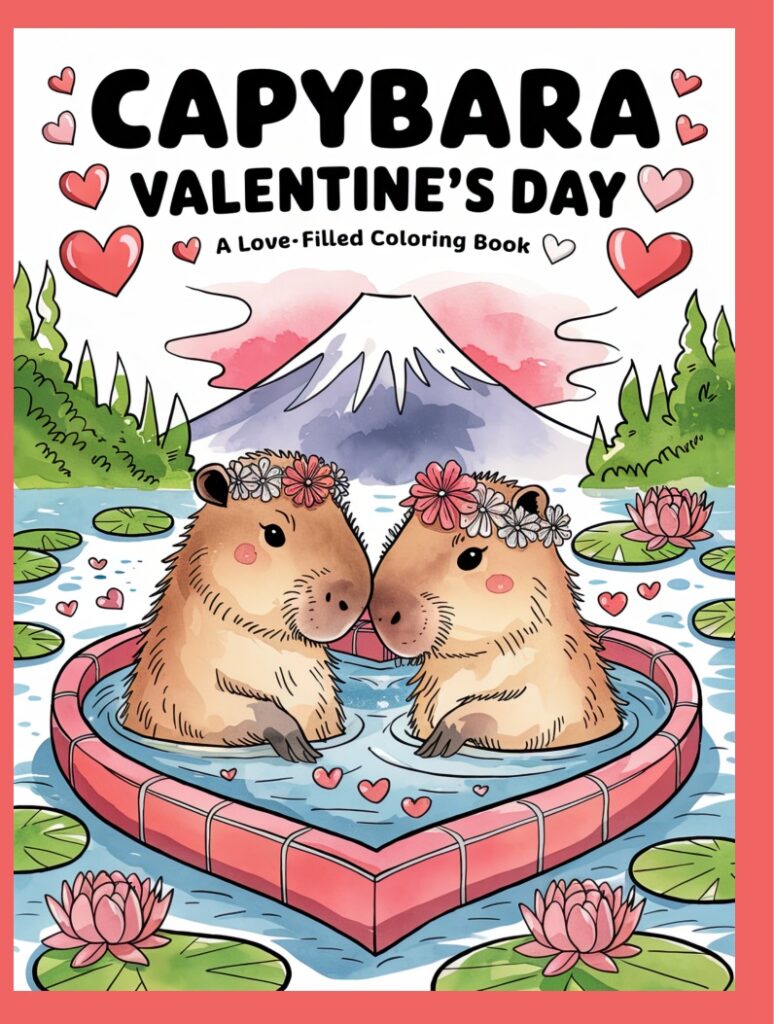 Capybara Valentine's Day: A Love-Filled Coloring Book - cover